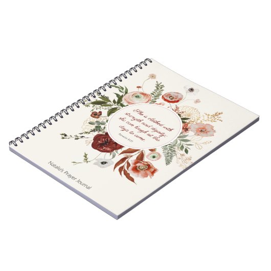 Spreuken 31:25 Blush Pink Bloemen Gebed Journal Notitieboek (Linkerzijde)