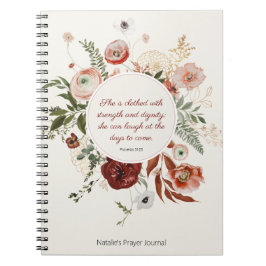 Spreuken 31:25 Blush Pink Bloemen Gebed Journal Notitieboek
