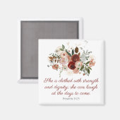 Spreuken 31:25 Blush Roze Elegante Bloemen Magneet (Voorkant / Achterkant)