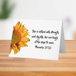 Spreuken 31:25 en Zonnebloem aangepaste bijbelvers Kaart