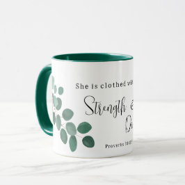Spreuken 31:25 Inspirerend Schrift Eucalyptus Mok