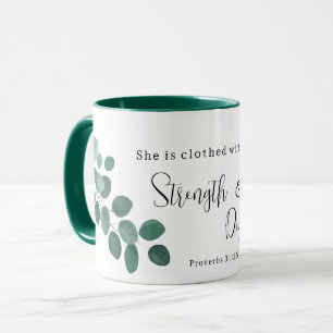 Spreuken 31:25 Inspirerend Schrift Eucalyptus Mok