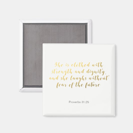 Spreuken 31:25 Magneet - Gouden Faux Folie (Voorkant / Achterkant)