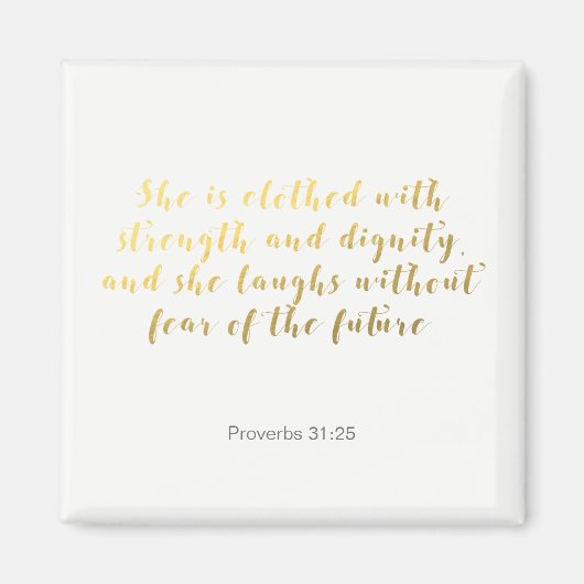 Spreuken 31:25 Magneet - Gouden Faux Folie (Voorkant)