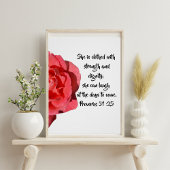 Spreuken 31:25 Rode Roos Bijbelvers Perfect Poster