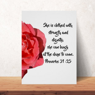 Spreuken 31:25 Rode Roos Bijbelvers Perfect Poster
