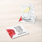 Spreuken 31:25 Rode roos Christelijk Kartonnen Onderzetters (Insitu)