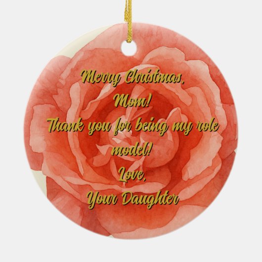 Spreuken 31:25 Rode Roos Custom Christelijk Keramisch Ornament (Achterkant)