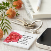 Spreuken 31:25 Rode Roos Custom Christelijk Sleutelhanger (Voorkant Rechts)