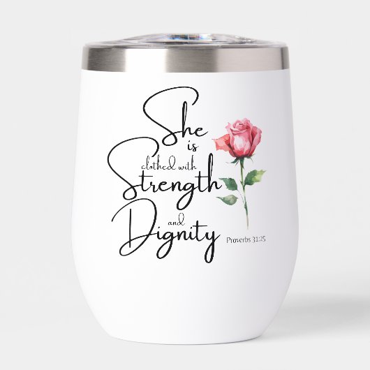 Spreuken 31:25 Ze is gekleed Bijbel Verse Bloem (Voorkant)