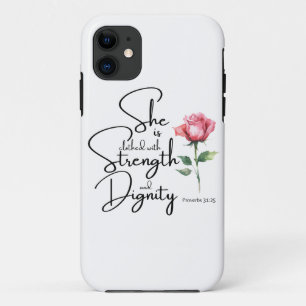 Spreuken 31:25 Ze is gekleed Bijbel Verse Bloem Case-Mate iPhone Case