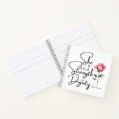 Spreuken 31:25 Ze is gekleed Bijbel Verse Bloem Notitieboek (Binnen)