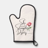 Spreuken 31:25 Ze is gekleed Bijbel Verse Bloem Ovenwant (Voorkant)