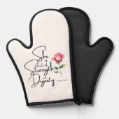 Spreuken 31:25 Ze is gekleed Bijbel Verse Bloem Ovenwant (Voorkant / Achterkant)