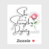 Spreuken 31:25 Ze is gekleed Bijbel Verse Bloem Sticker (Vel)