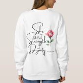 Spreuken 31:25 Ze is gekleed Bijbel Verse Bloem Trui (Achterkant)