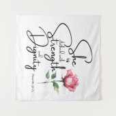 Spreuken 31:25 Ze is gekleed Bijbel Verse Bloem Wandkleed (Voorkant (horizontaal))