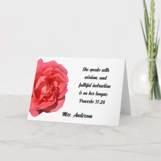 Spreuken 31:26 Dank u, wijze Christelijke vrouw Bedankkaart (Voorkant)