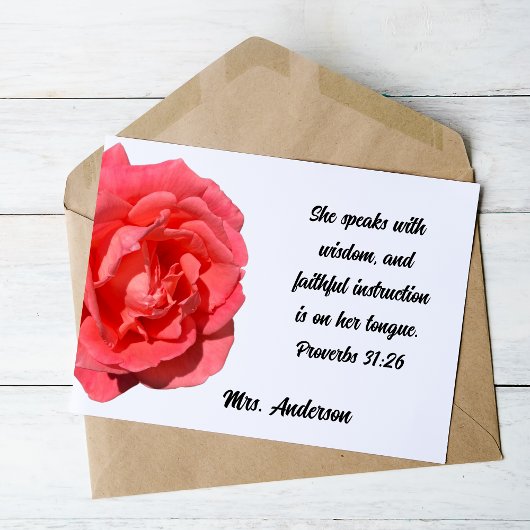 Spreuken 31:26 Dank u, wijze Christelijke vrouw Bedankkaart