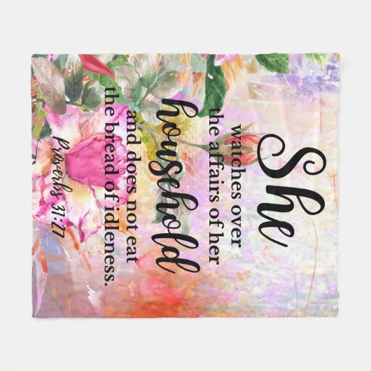Spreuken 31:27 Moederdag Schrift Fleece Deken (Voorkant (Horizontaal))