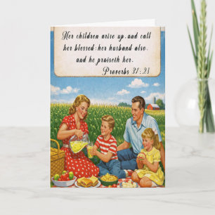 Spreuken 31:28 Retro foto Moederdag kaart