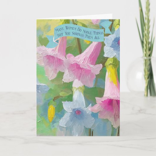 Spreuken 31:29 Bijbel Geloof Quote Moederdag Feestdagen Kaart (Voorkant)