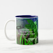 SPREUKEN 31 Blauwe Bloemen Christelijke Moederdag Tweekleurige Koffiemok (Links)