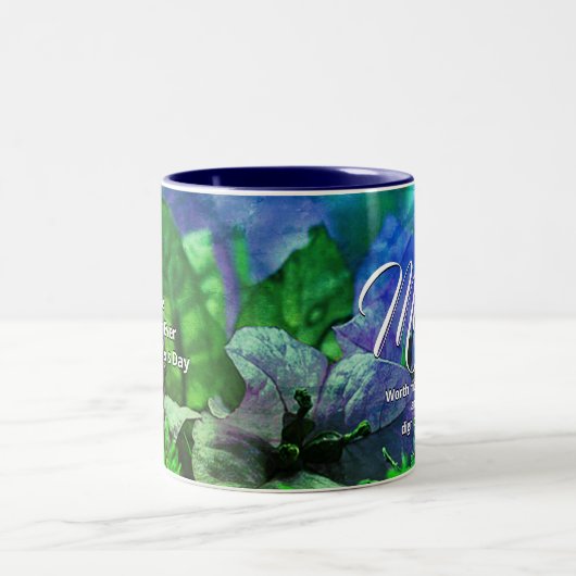 SPREUKEN 31 Blauwe Bloemen Christelijke Moederdag Tweekleurige Koffiemok (Center)