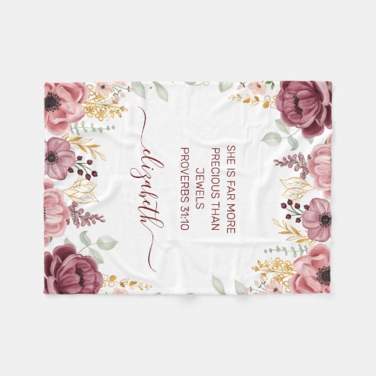 Spreuken 31 Elegante pastel roze bloem Fleece Deken (Voorkant (Horizontaal))