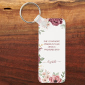 Spreuken 31 Elegante pastel roze bloem geschrift Sleutelhanger (Voorkant)