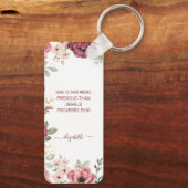 Spreuken 31 Elegante pastel roze bloem geschrift Sleutelhanger (Achterkant)