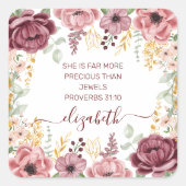 Spreuken 31 Elegante pastel roze bloem Vierkante Sticker (Voorkant)