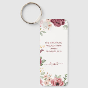 Spreuken 31 Elegante pastelroze bloemenschriftuur Sleutelhanger
