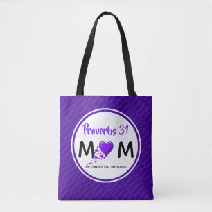 SPREUKEN 31 Moederdag Verjaardag Paarse Tote Bag