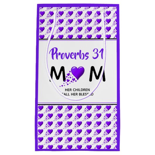 SPREUKEN 31 Paarse harten Moederdag Dank u Klein Cadeauzakje (Voorkant)