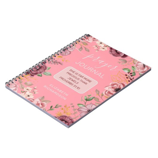 Spreuken 31 Roze bloem gebedsjournaal notitieboek (Linkerzijde)