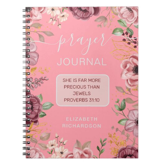 Spreuken 31 Roze bloem gebedsjournaal notitieboek (Voorkant)