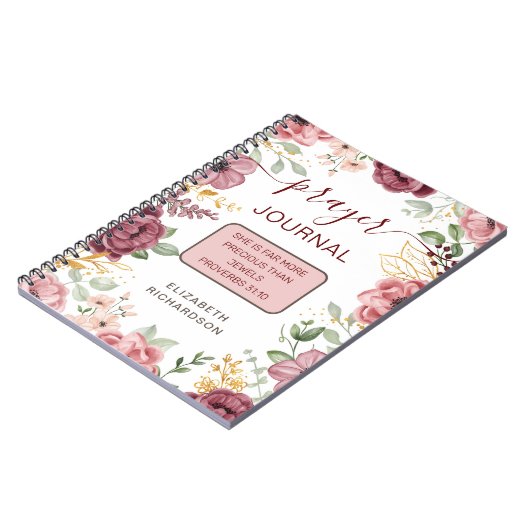 Spreuken 31 roze bloem gebedsjournaal notitieboek (Linkerzijde)