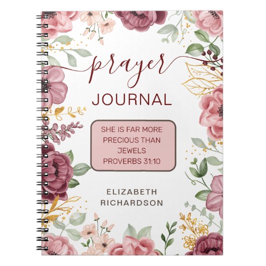 Spreuken 31 roze bloem gebedsjournaal notitieboek (Voorkant)