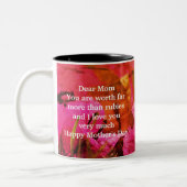 SPREUKEN 31 Roze Bloemen Christelijke Moederdag Tweekleurige Koffiemok (Links)