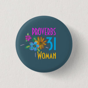 Spreuken 31 Vrouw Bijbel Schrift Ronde Button 3,2 Cm