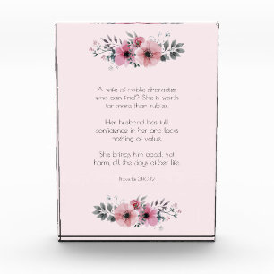Spreuken 31 Vrouw Bijbel Verse met roze bloemen Fotoblokken