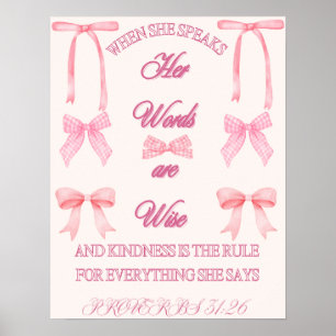 Spreuken 31 Vrouw/Bijbelvers/Coquette/Roze/Girly Poster