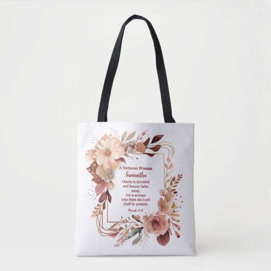  Spreuken 31 Vrouw Gepersonaliseerd Christelijk Tote Bag (Voorkant)
