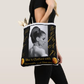 Spreuken 31 Vrouw Zwart & Geel Canvas tas (Dichtbij)