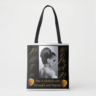 Spreuken 31 Vrouw Zwart & Geel Canvas tas