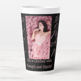 Spreuken 31 Vrouw Zwart & Roze Latte Mok