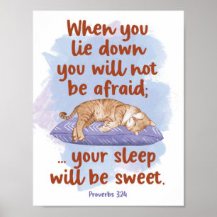 Spreuken 3:24 Uw Slaap zal worden Sweet Cat Poster