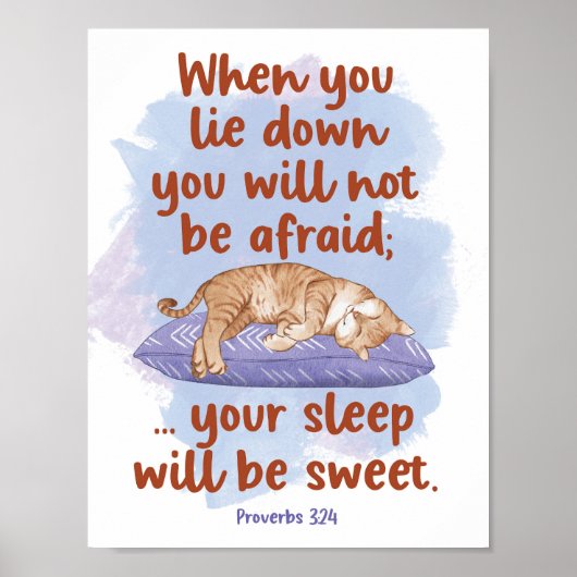 Spreuken 3:24 Uw Slaap zal worden Sweet Cat Poster (Voorkant)