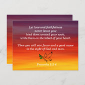 Spreuken 3:3-4 Betrouwbaarheid Bijbeltekst om te o Briefkaart (Voorkant / Achterkant)